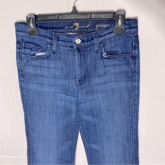 7 For All Mankind Ginger Blue Med Wash Mid Rise Wide Leg Flare Leg Jeans 27 - Picture 10 of 15